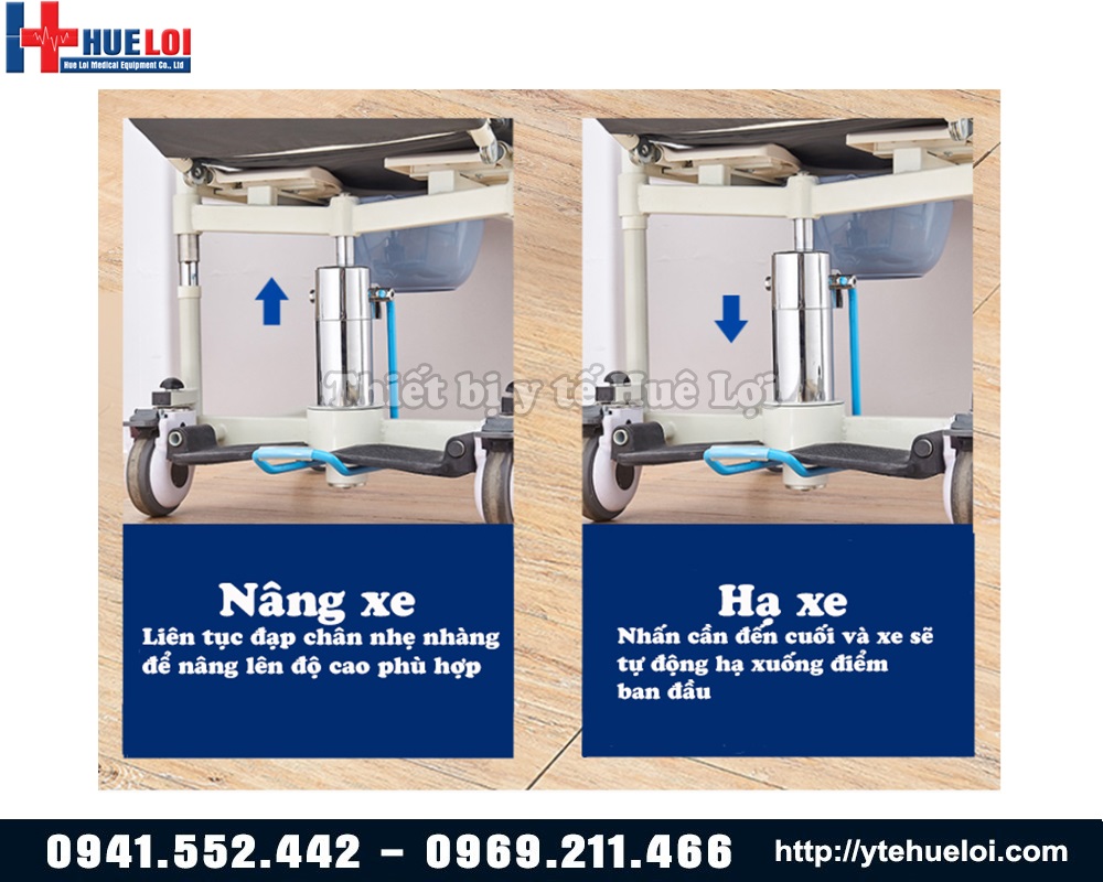 nâng và hạ xe lăn hỗ trợ người tai biến