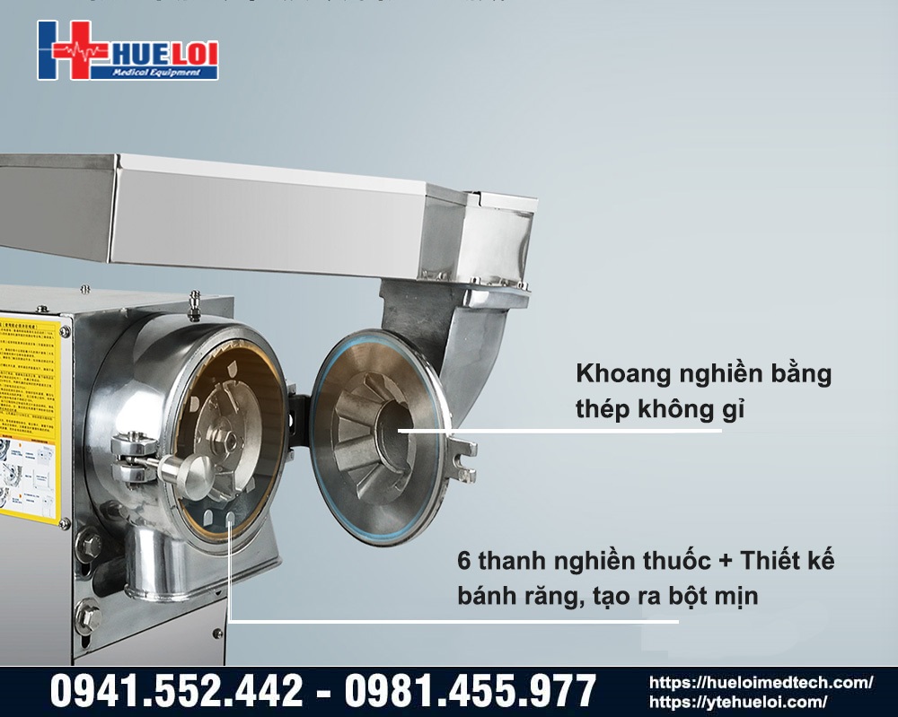 khoang nghiền bột của máy nghiền dược liệu