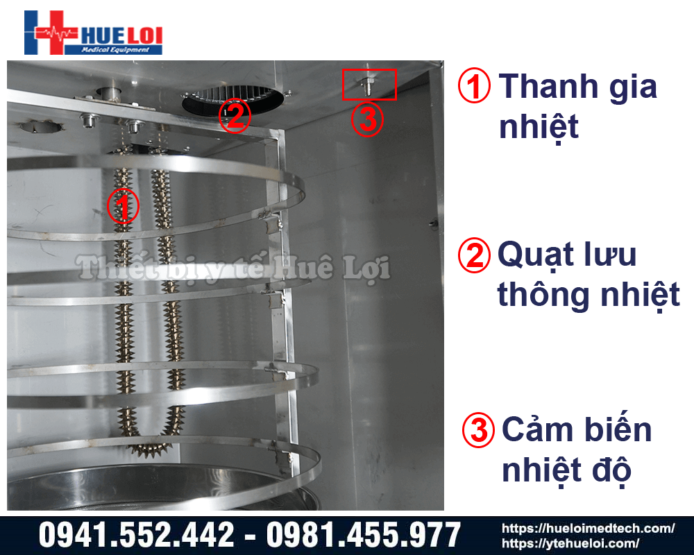 các bộ phận sấy khô của tủ sấy dược liệu 10 tầng