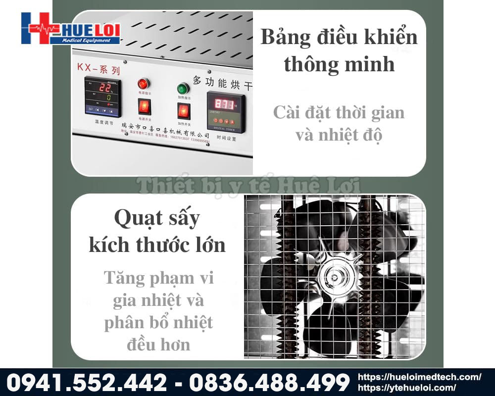 bảng điều khiển và quạt đối lưu máy sấy thuốc đông y