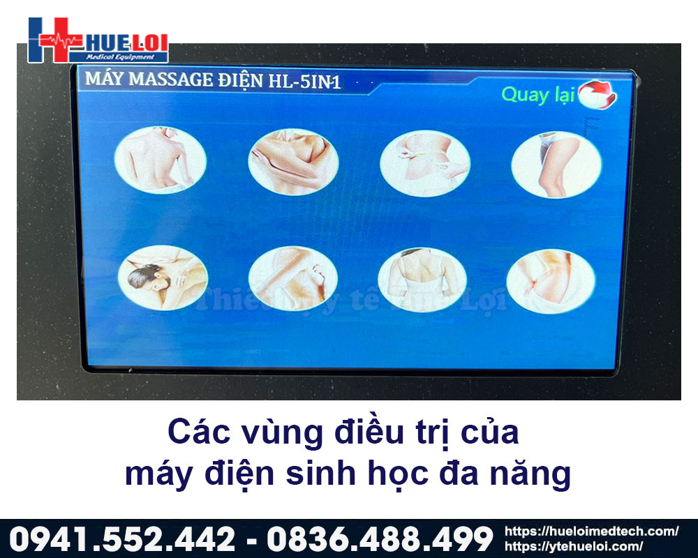 các vùng điều trị của máy điện sinh học dds 5 trong 1 mới nhất