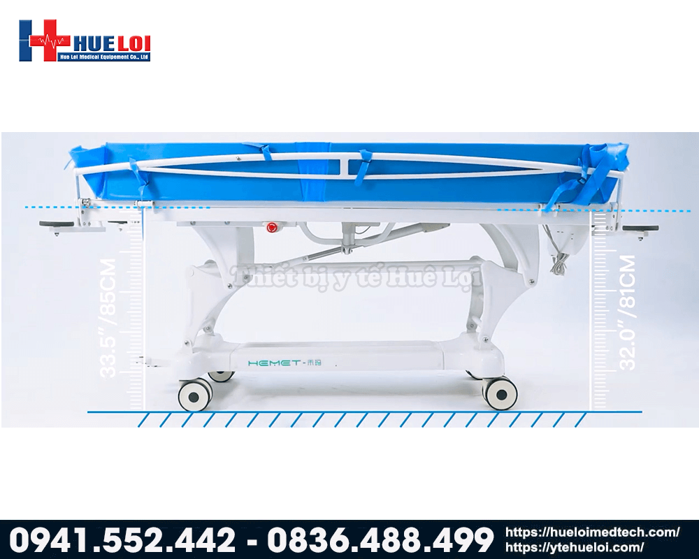 chiều cao của giường tắm di động 