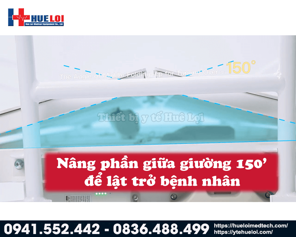 góc nâng của giường tắm di động cho bệnh nhân