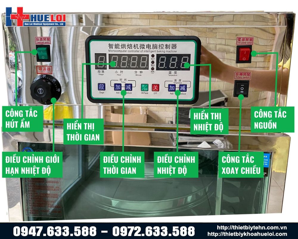 bảng điều khiển của tủ sấy 10 tầng