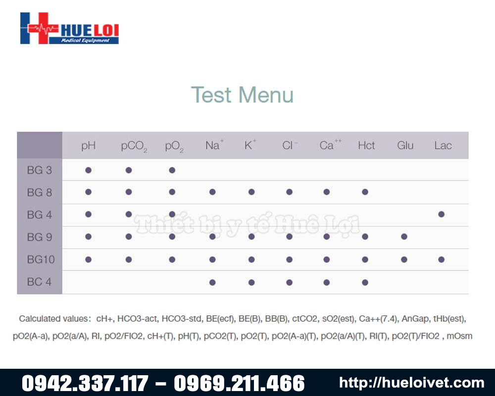 các thông số xét nghiệm khí máu của máy i15