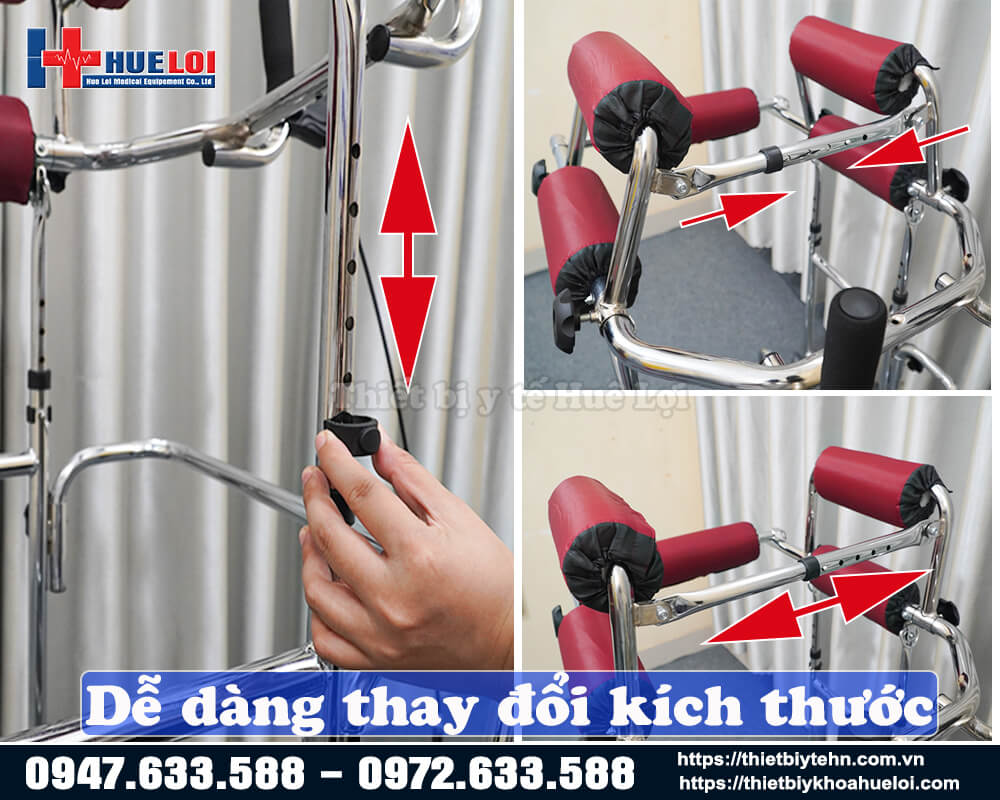 Khung có thể thay đổi chiều cao để phù hợp với từng bệnh nhân